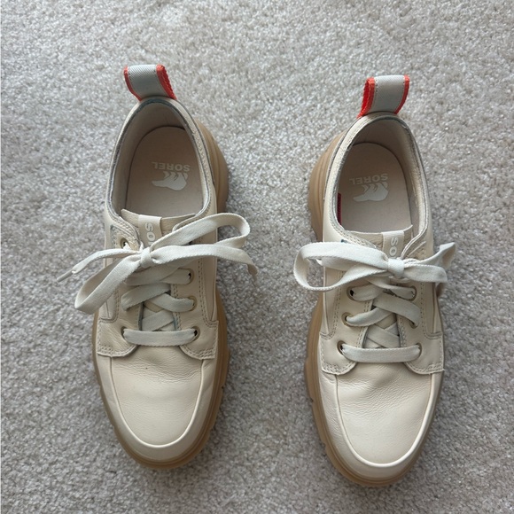 Sorel Womens Size 7.5 Caribou X Ceramic Gum Leather Waterproof Platform Sneakers - Picture 3 of 6